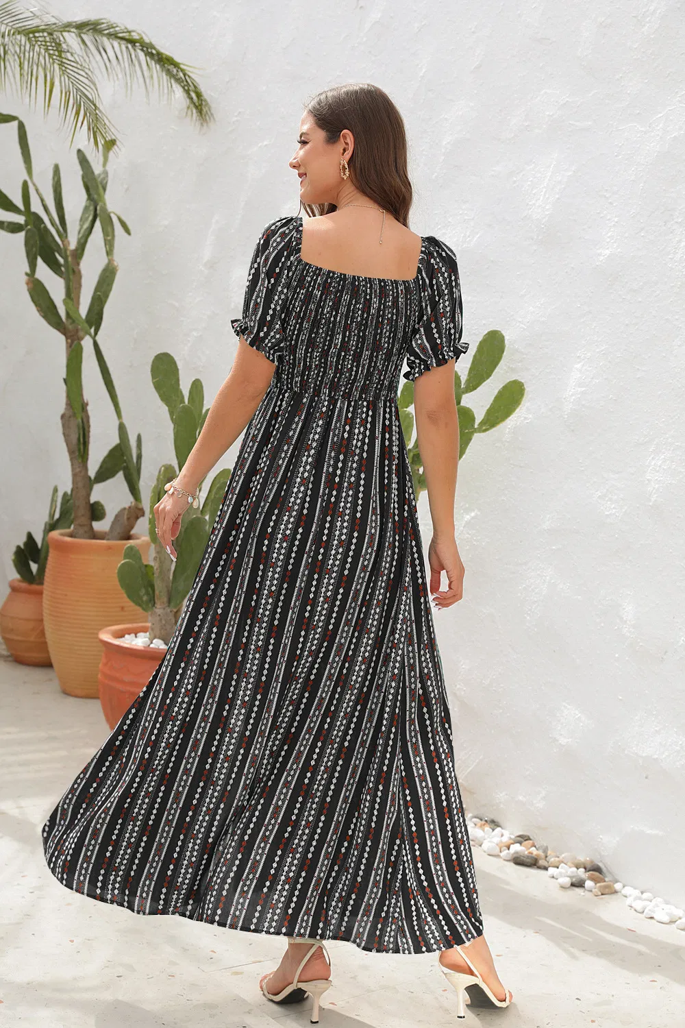 Vestido de noche largo de satén con abertura alta y un hombro para mujer