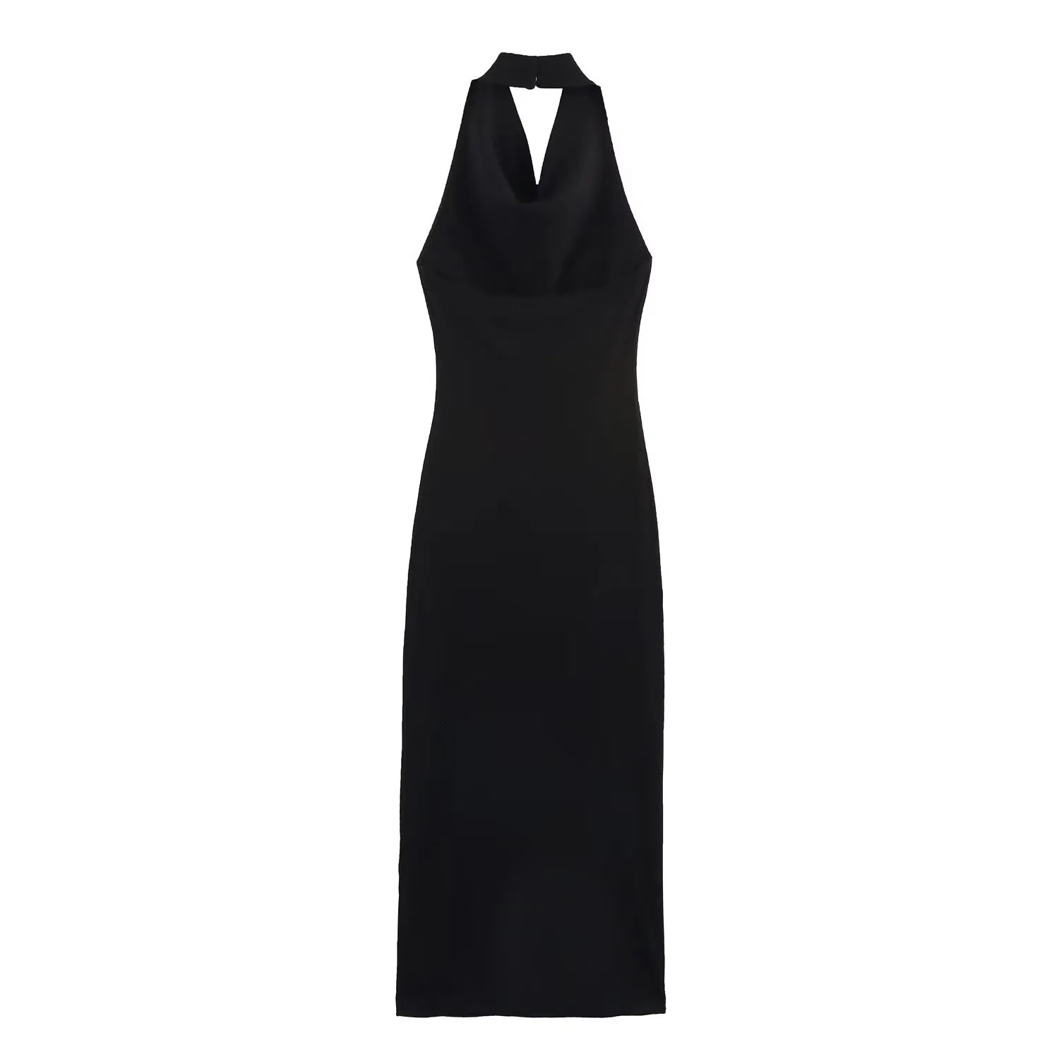 Vestido Sexy de Moda de Punto Acanalado Sin Espalda con Cuello Halter Vestido MIDI Estilo Casual de Vacaciones para Mujeres Boutique de Ropa Personalizada Ropa de Estilo Europeo