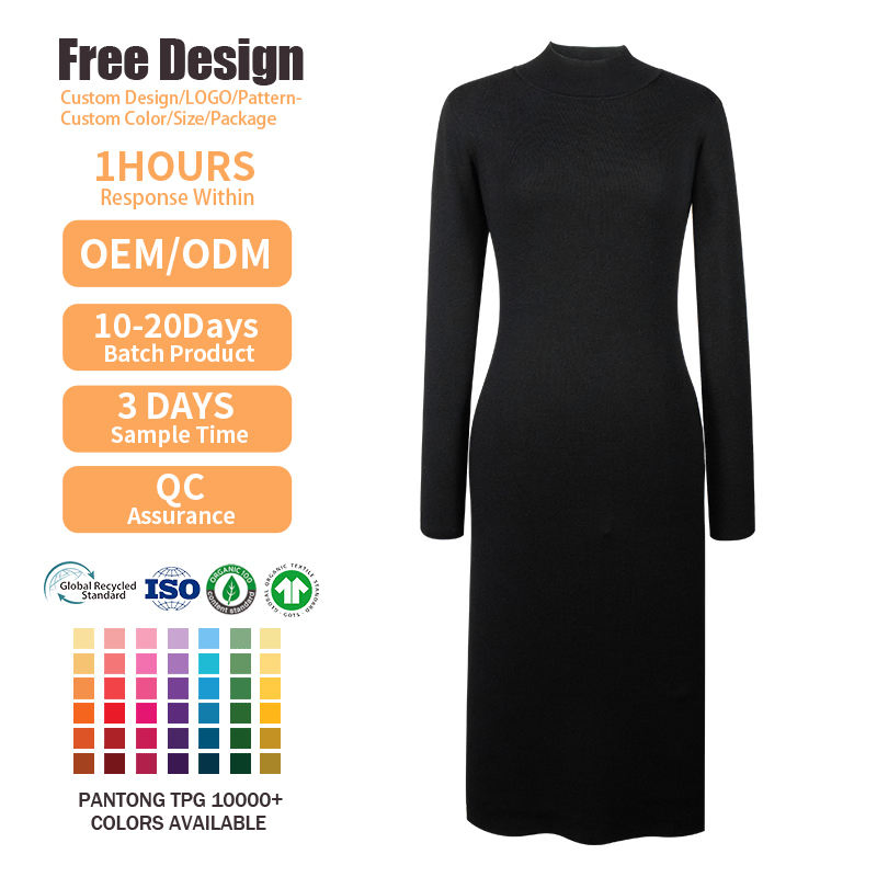 Vestido de oficina elegante para mujeres, vestido ajustado de talla grande hasta la rodilla, vestido de cóctel blanco de color sólido, vestido de suéter para otoño