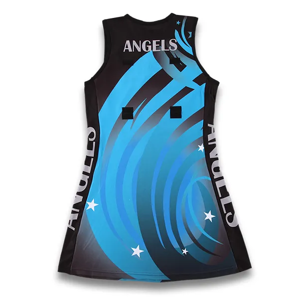 Vestido de netball de poliéster y spandex sublimado hecho a medida para mujeres