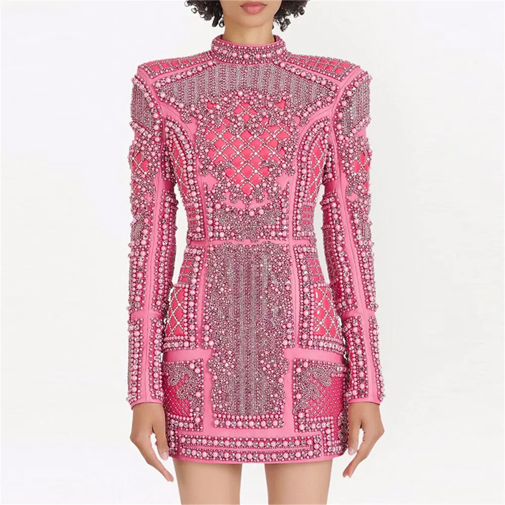 Vestido largo de fiesta elegante para mujeres con lentejuelas y diamantes