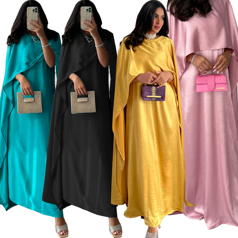 Vestido musulmán de lujo negro para mujeres, vestido con cuentas, bata de Dubái