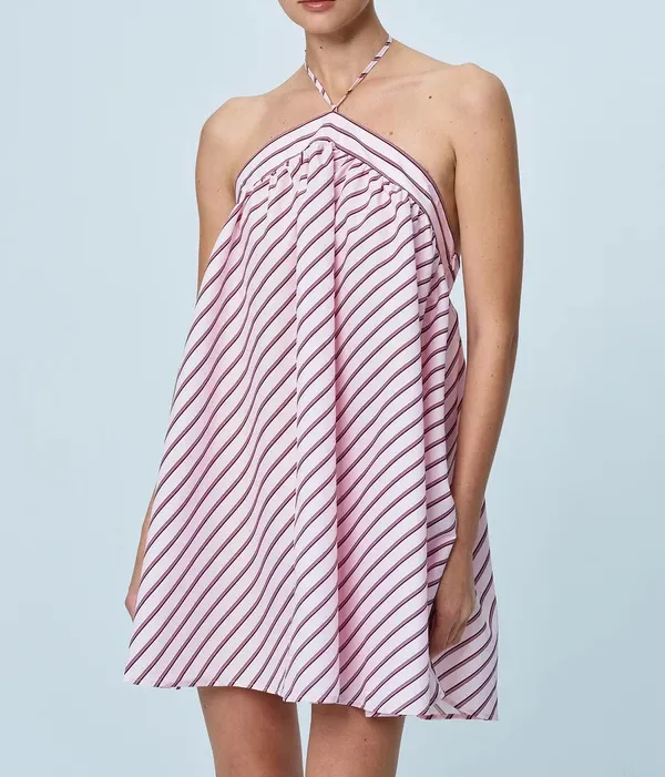 Vestido de rayas de lujo casual sexy sin mangas con tirantes y espalda descubierta para mujeres