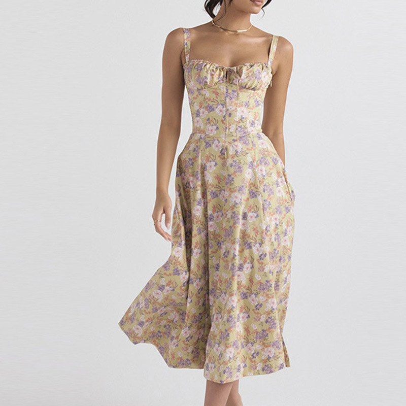 Vestido de tirantes sexy de color sólido hecho a medida para mujeres por el fabricante