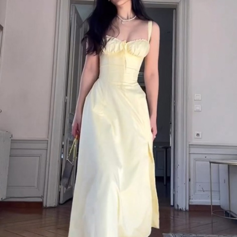 Vestido de tirantes sexy de color sólido hecho a medida para mujeres por el fabricante