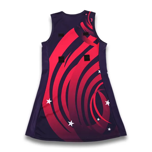 Vestido de netball de poliéster y spandex sublimado hecho a medida para mujeres