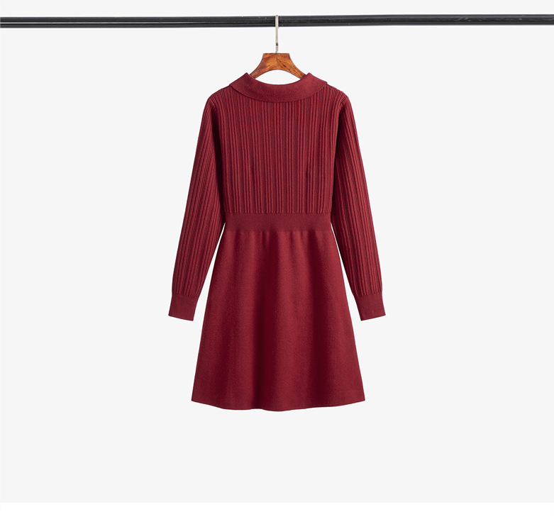 Vestido casual de línea A con cuello rojo para oficina para mujeres