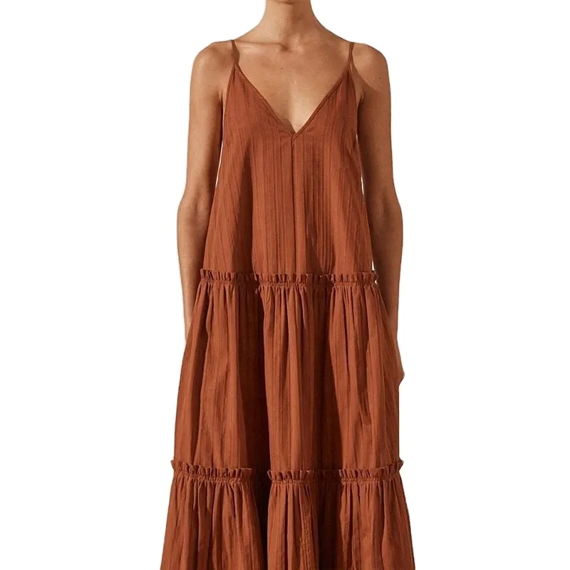 Vestido sexy de verano con escote en V profundo para mujeres, vestido de playa sin espalda, vestido largo de noche casual, vestido elegante de algodón para damas