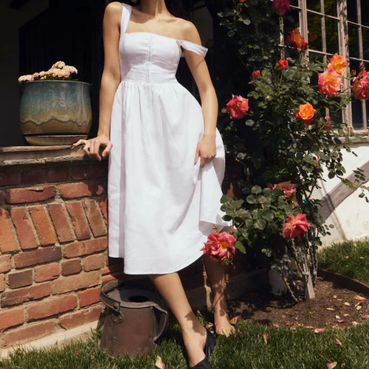 Fábrica de Vestidos Personalizados de Alta Calidad 100% Vestido de Lino para Mujeres 100% Hecho en China Ropa Casual Diaria