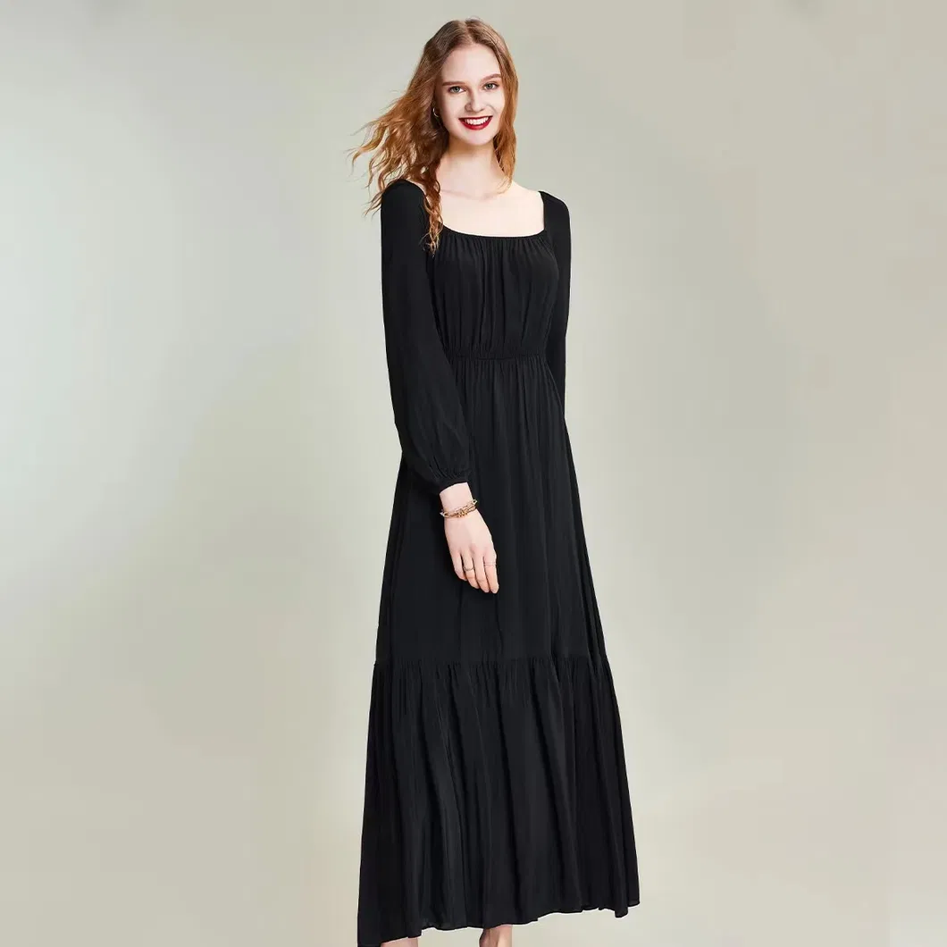 Venta al por mayor de fábrica Vestidos de seda de alta calidad para mujeres Ropa vintage Vestido largo de verano para fiesta y noche