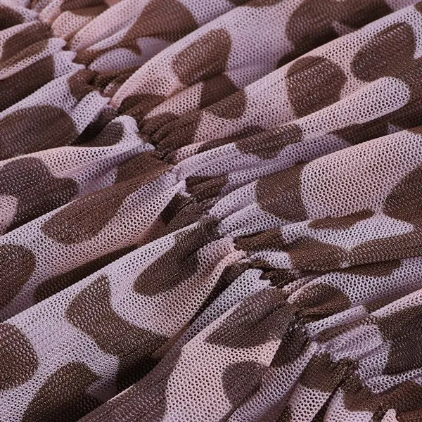 Vestido mini de malla con un hombro, estampado de leopardo, con abertura y fruncido sexy para mujeres - Más detalles