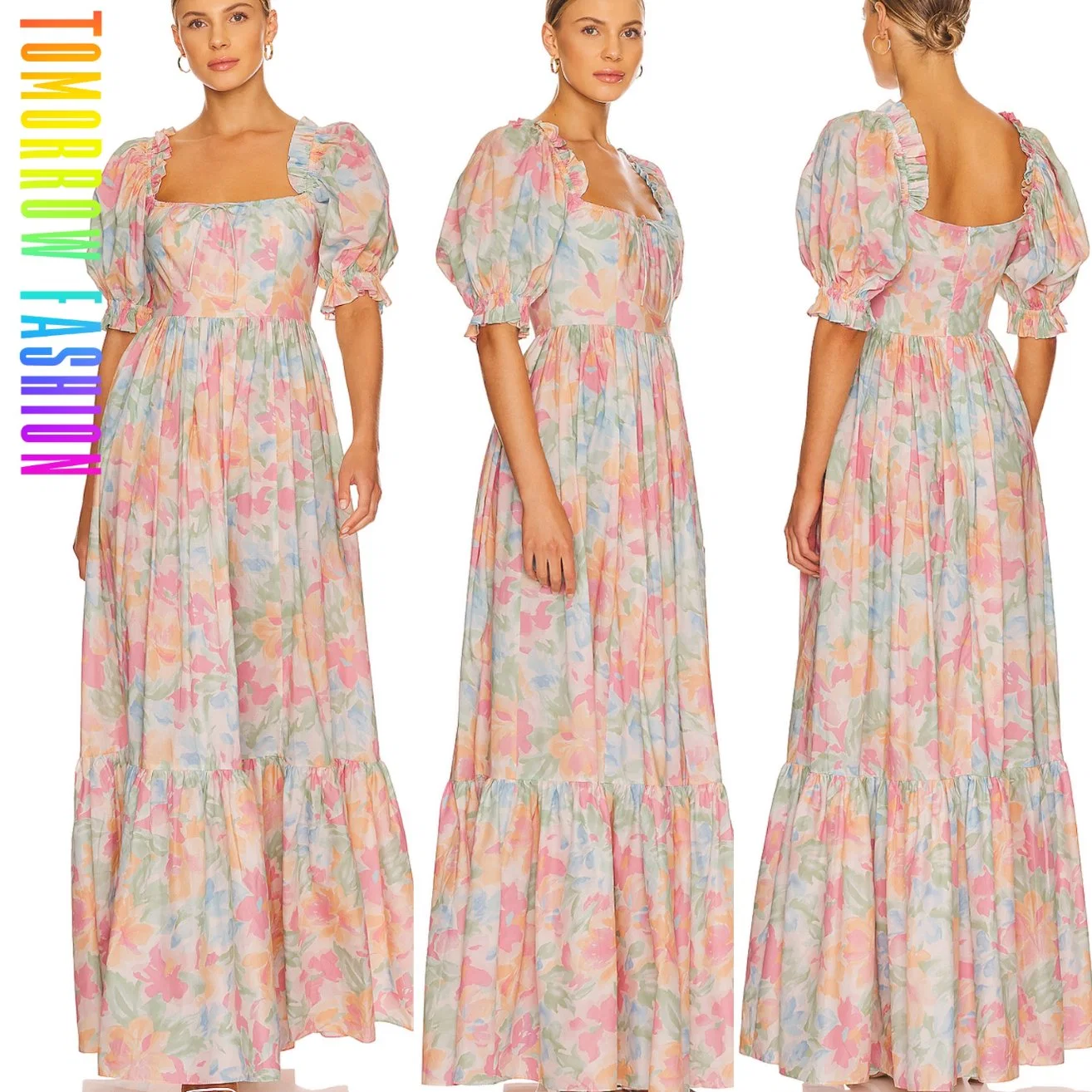 Nueva llegada moda personalizada fábrica de Guangzhou Dongguan venta al por mayor a granel alta calidad vestido de gala largo con mangas abullonadas estilo sirena