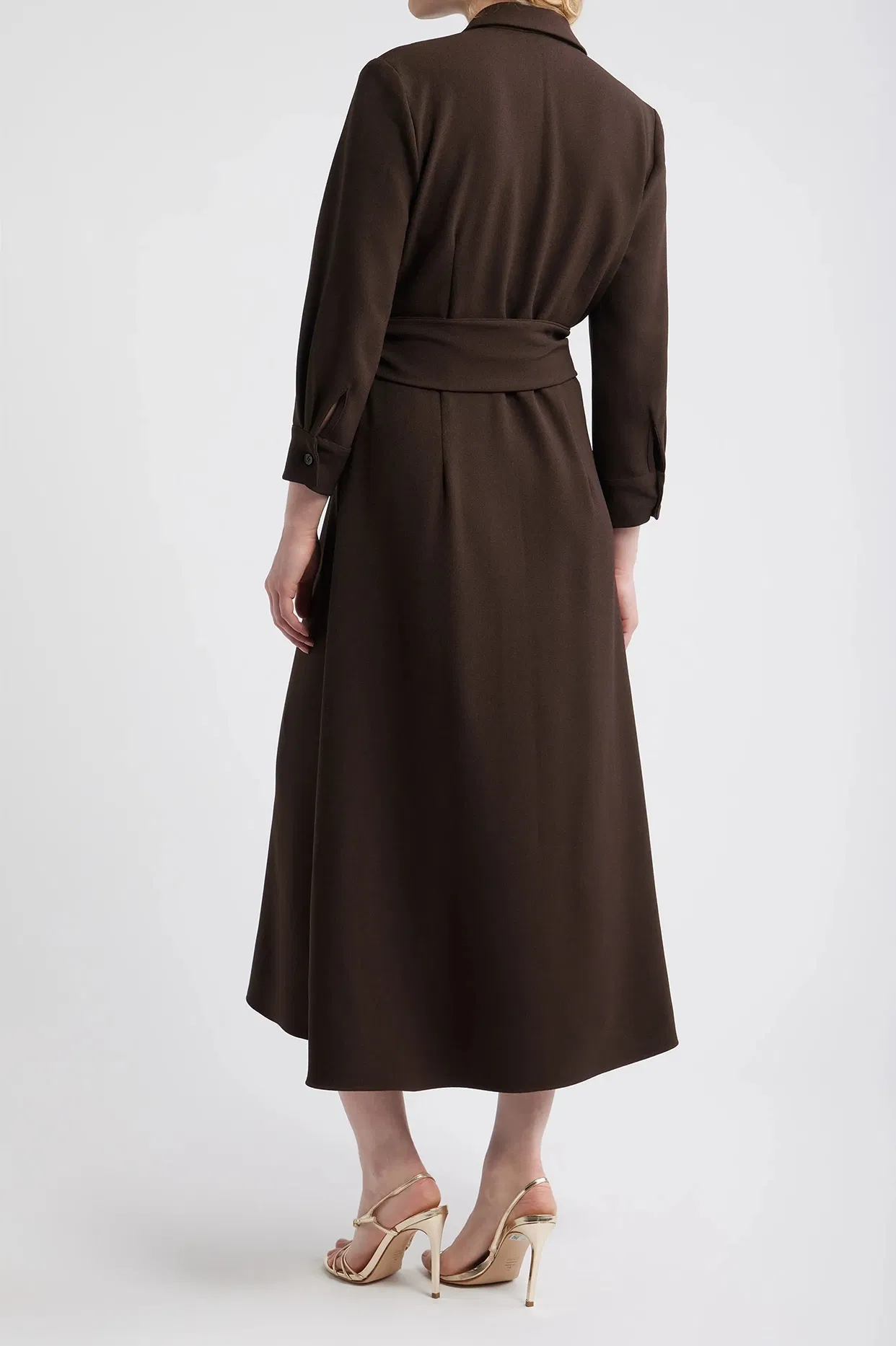Vestido Midi Camisero con Cinturón para Mujeres