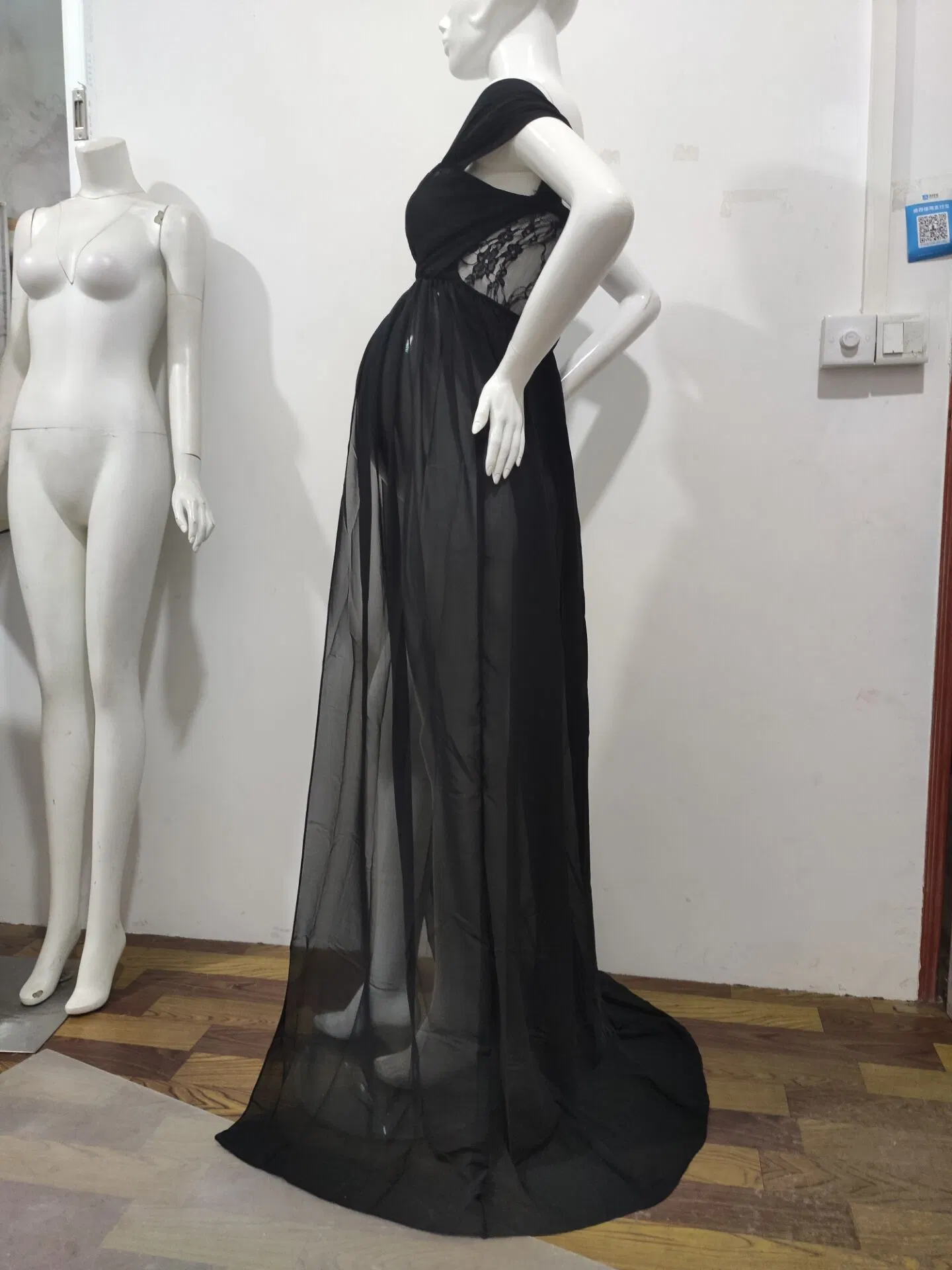 2021 Vestidos de maternidad de color negro sólido de estilo lujo para mujeres fábrica