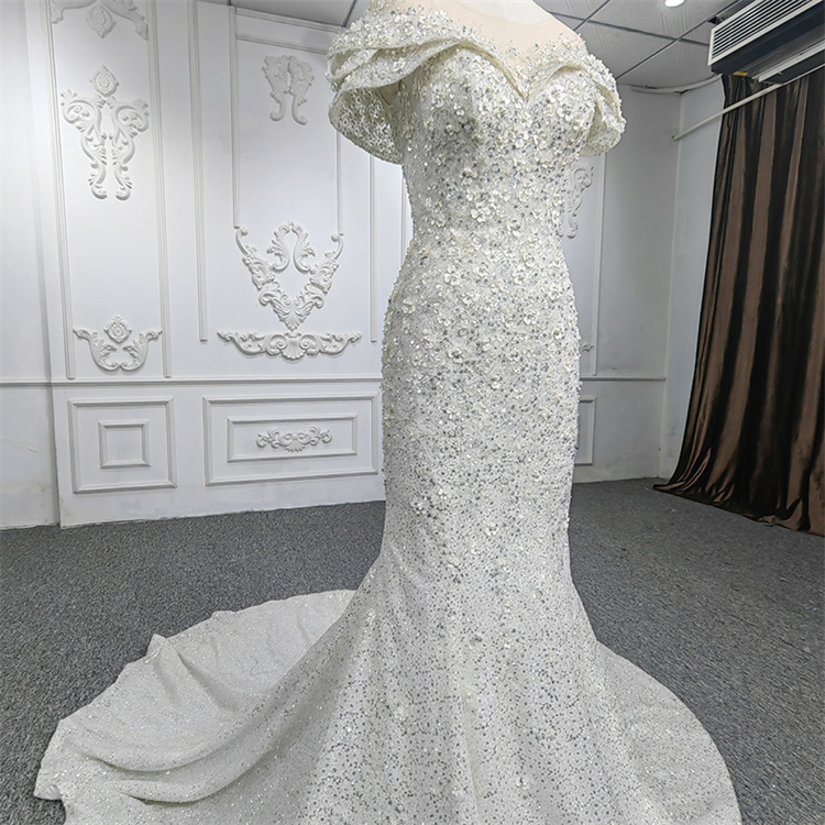 2023 Elegantes Vestidos de Cuentas Sirena con Mangas Elegantes Sexy para Bodas y Fiestas de Noche para Mujeres