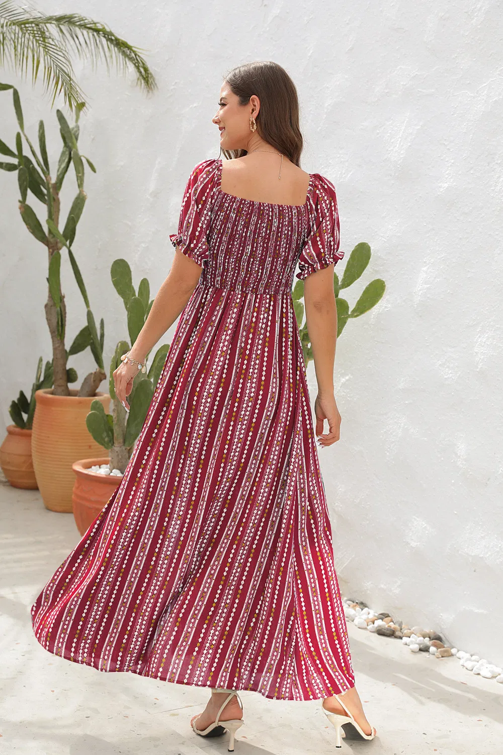 Vestido de noche largo de satén con abertura alta y un hombro para mujer