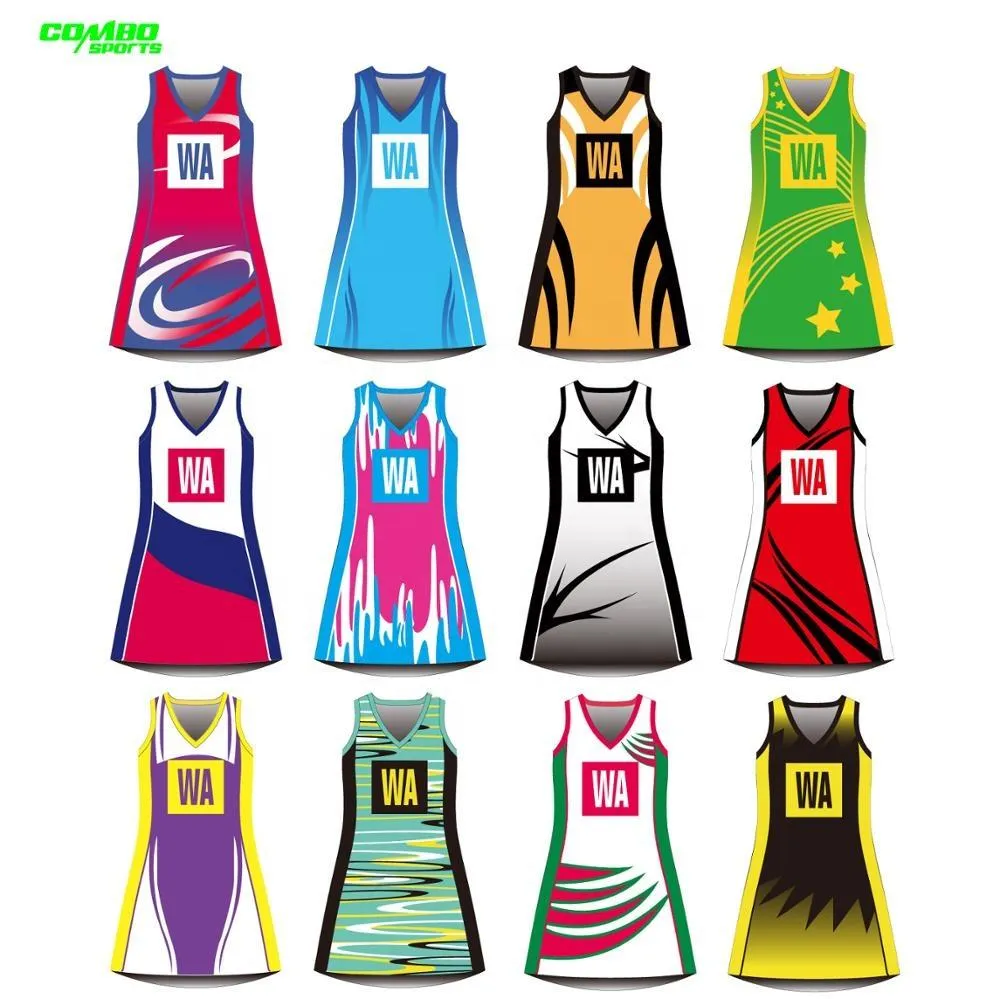 Vestido de netball personalizado para mujeres a la moda con diseño gratuito