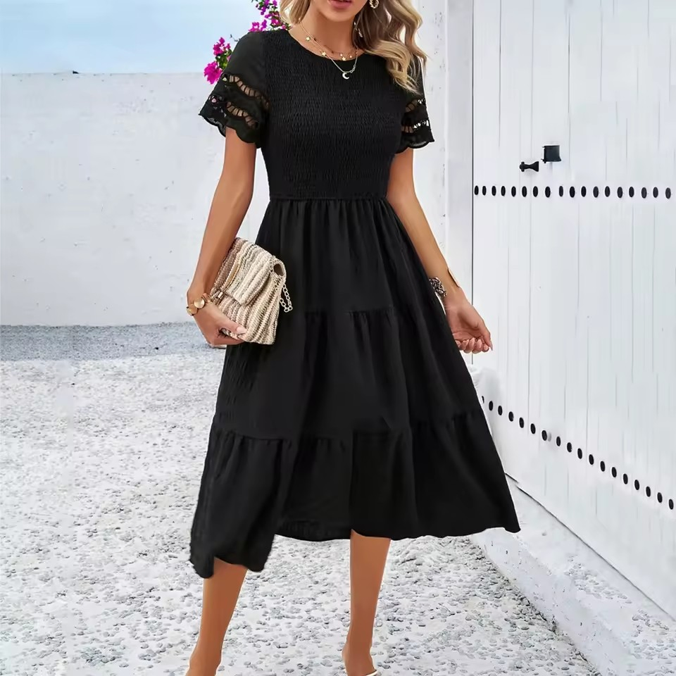 Primavera Nuevo Diseño Chic Vestidos Mini para Mujeres Hueco Cintura Adelgazante