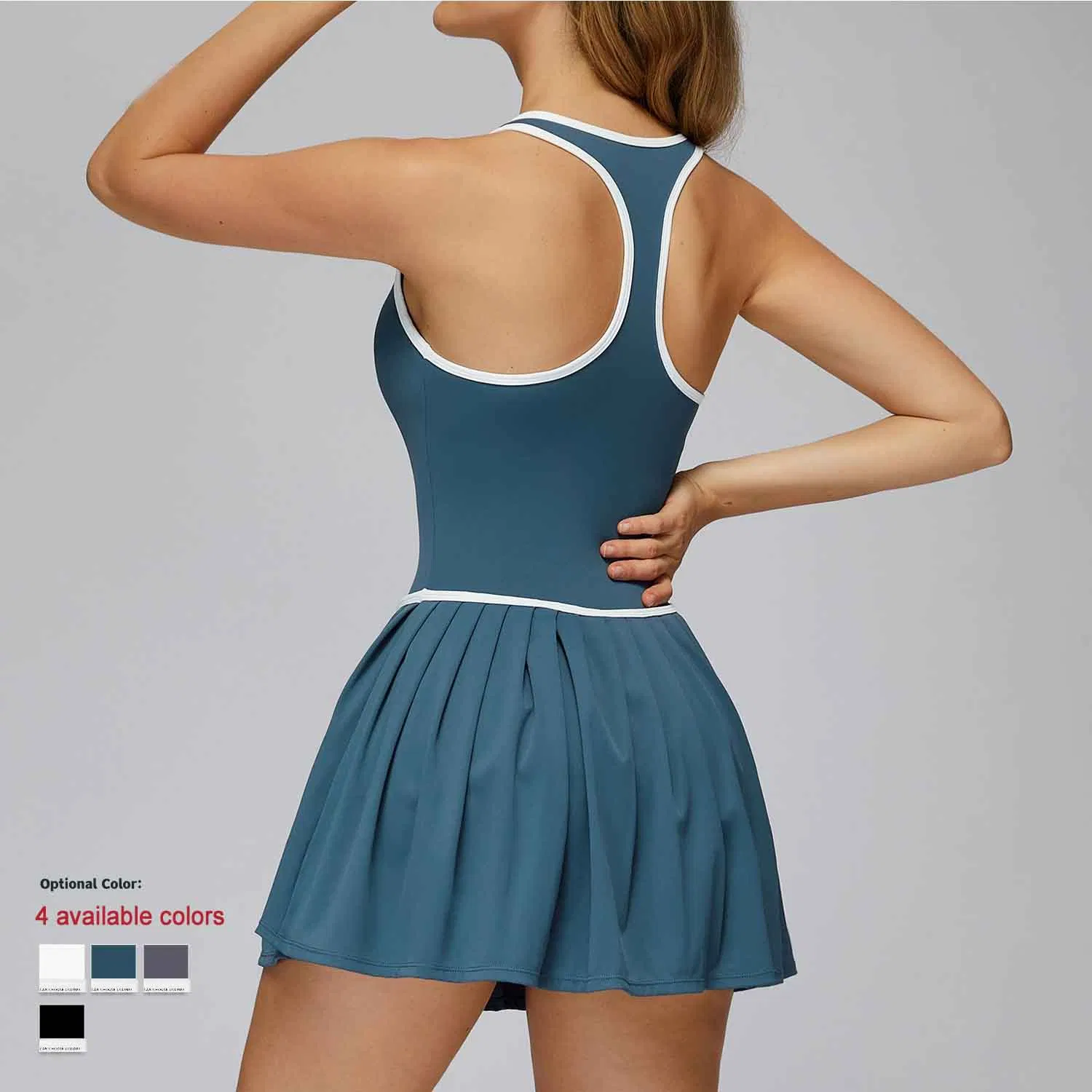 Vestido de tenis para mujeres, de secado rápido, con cuello en V, vestido deportivo casual para mujeres