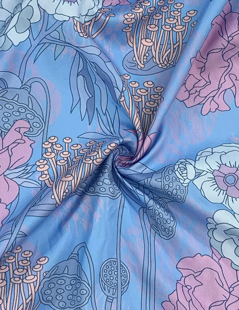 Nueva mujer prima; vestido de camisa impresa de gran vuelo con cuello alto de manga larga