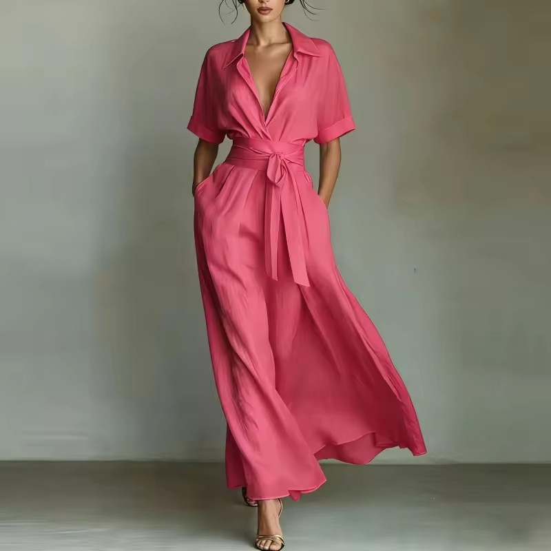Estilo de vacaciones francés Exportar vestido de mujer elegante retro casual de color sólido, cintura alta, ajuste ceñido, favorecedor vestido midi, vestido casual de moda