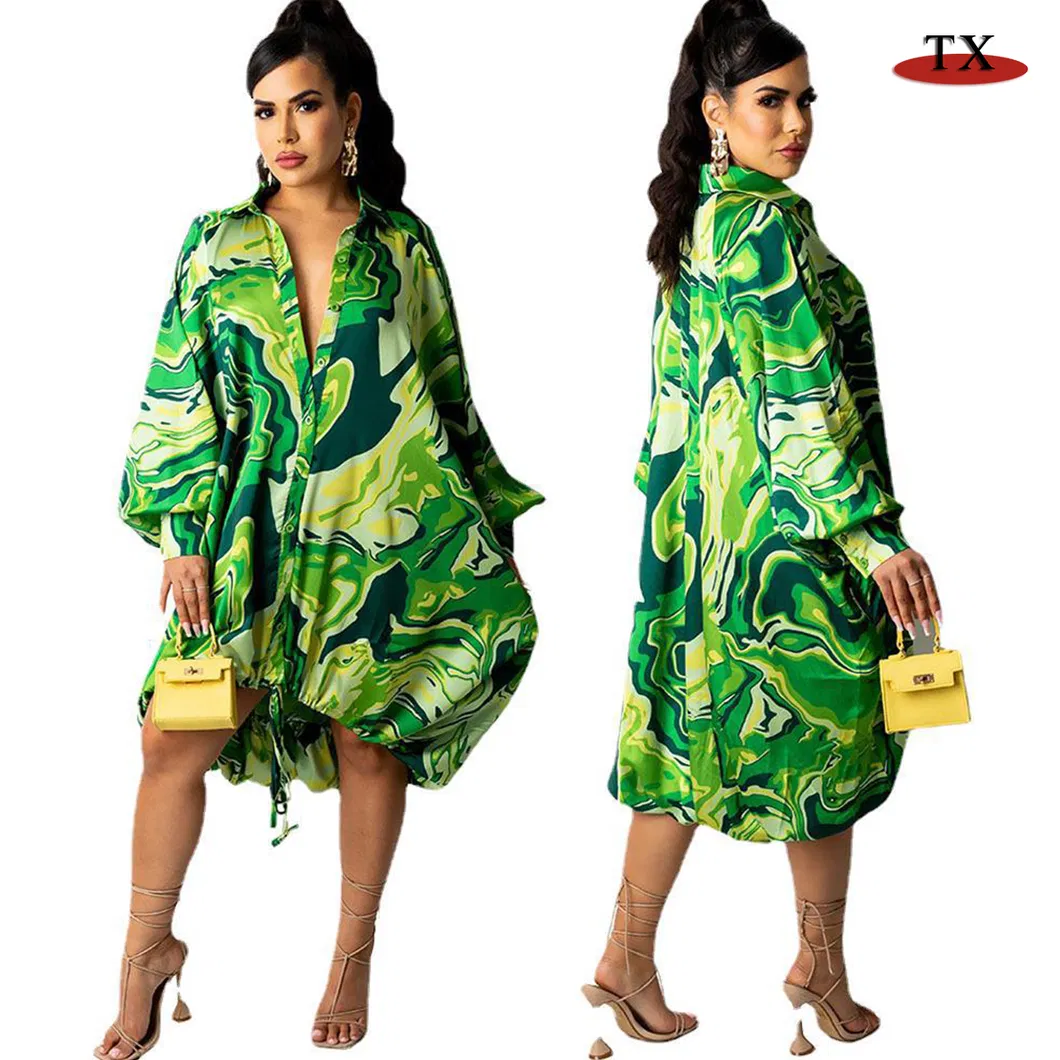 Vestido de seda de leche impreso para mujeres de tallas grandes en venta caliente en Amazon