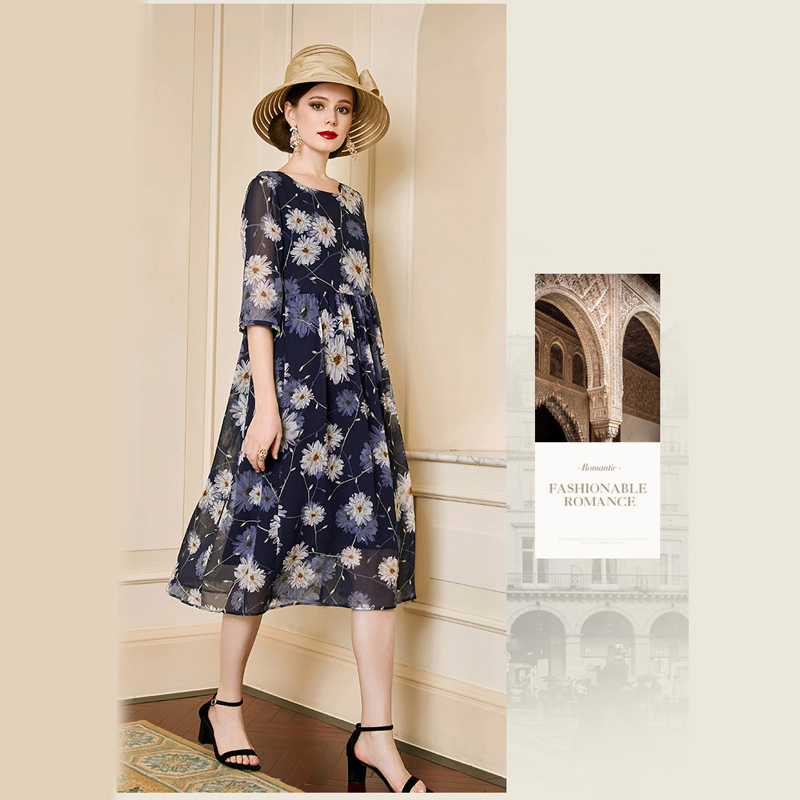 Vestido de Seda para Mujer 2022 Primavera Nueva Falda en A Personalizada Impresa en Seda