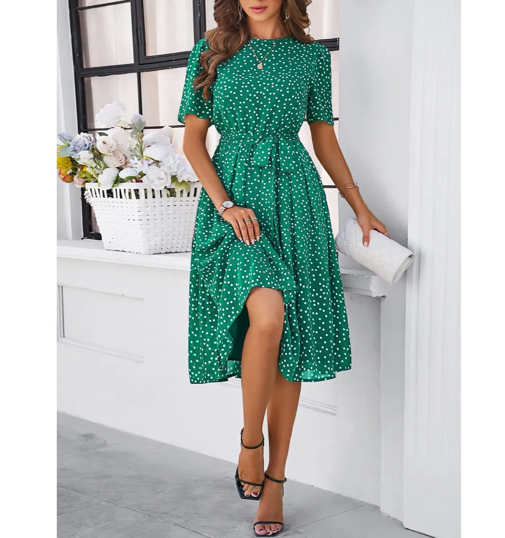 Vestido de verano A-line vintage para mujeres con lunares retro