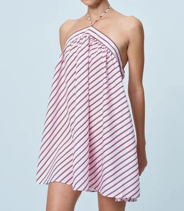 Vestido de rayas de lujo casual sexy sin mangas con tirantes y espalda descubierta para mujeres