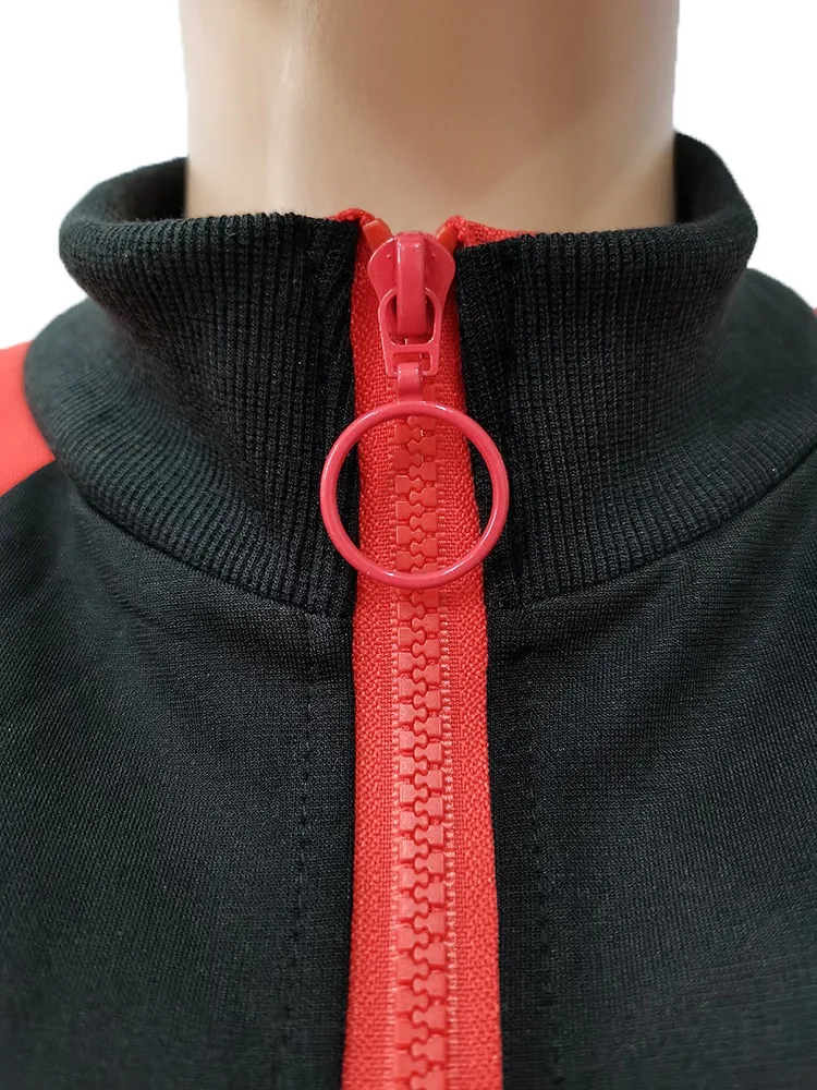 Conjunto de vestido de cuerpo ajustado para mujeres, vestido de dos piezas con manga larga y cremallera, mini vestidos para damas