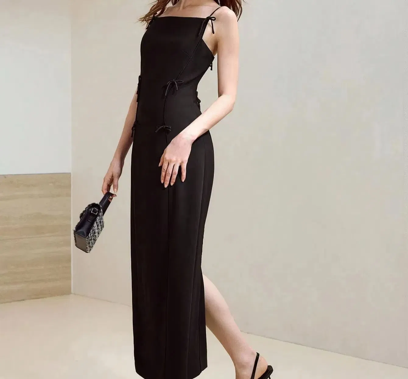 Ropa de mujer vestido largo elegante asimétrico de tirantes spaghetti sin espalda sin mangas casual sexy para la noche