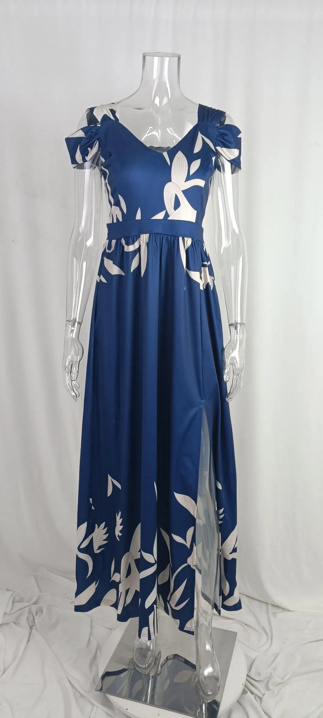 Venta Caliente Ropa Casual de Verano de Alta Calidad Vestido Elegante con Abertura Vestido de Noche para Mujeres Fiesta