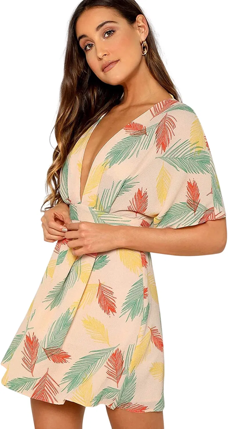 Vestido de playa floral sexy para mujeres de primavera y verano, ropa disponible para diseño de ropa personalizada, impresión de logotipo de marca, precio al por mayor