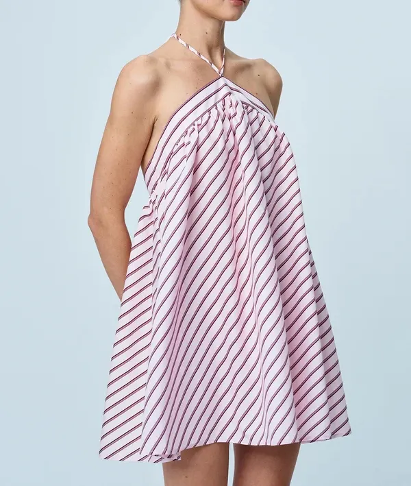 Vestido de rayas de lujo casual sexy sin mangas con tirantes y espalda descubierta para mujeres