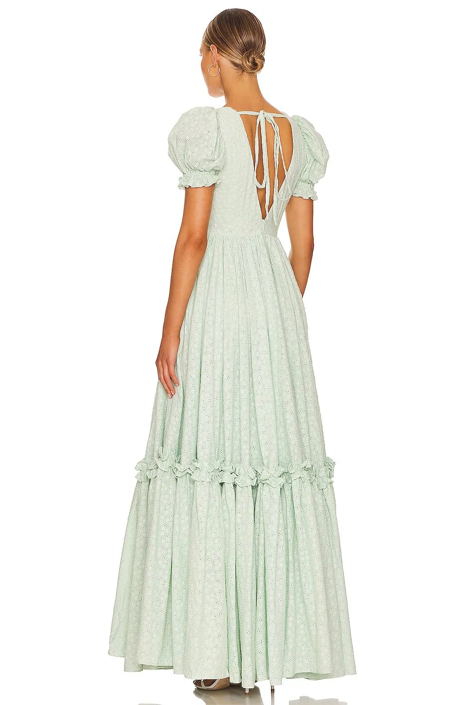 Vestido largo de boda personalizado de alta calidad, de verano, de moda, fabricación OEM, etiqueta privada, vestido maxi para mujeres con mangas abullonadas