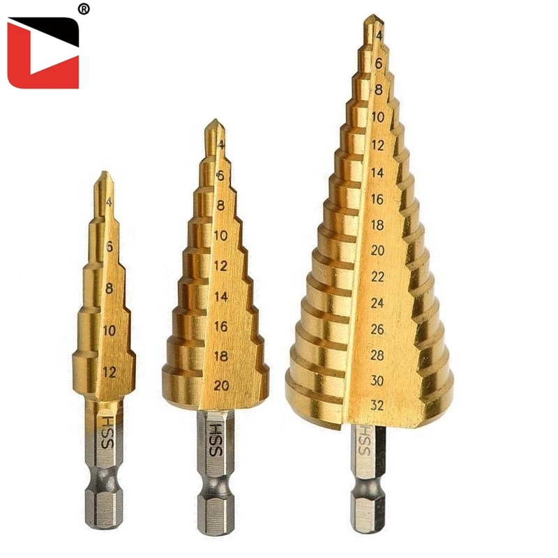 Factory Direct Hex Shank Titanium Coated Step Drill Bit Set