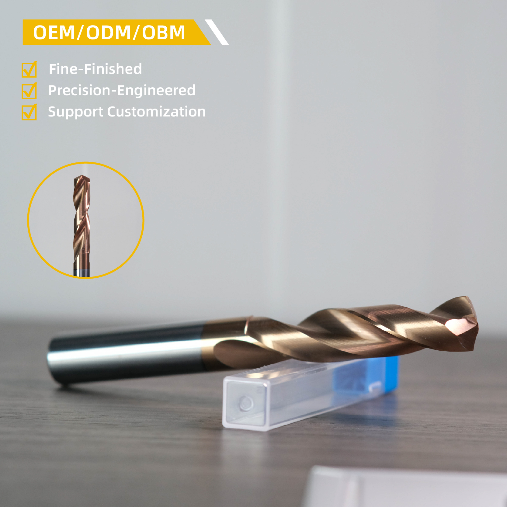 CNC Tungsten Carbide Twist Drill Bit High-efficiency Metal Steel Drilling HRC High Hardness ISO9001 Certified 2-3 Flutes Model