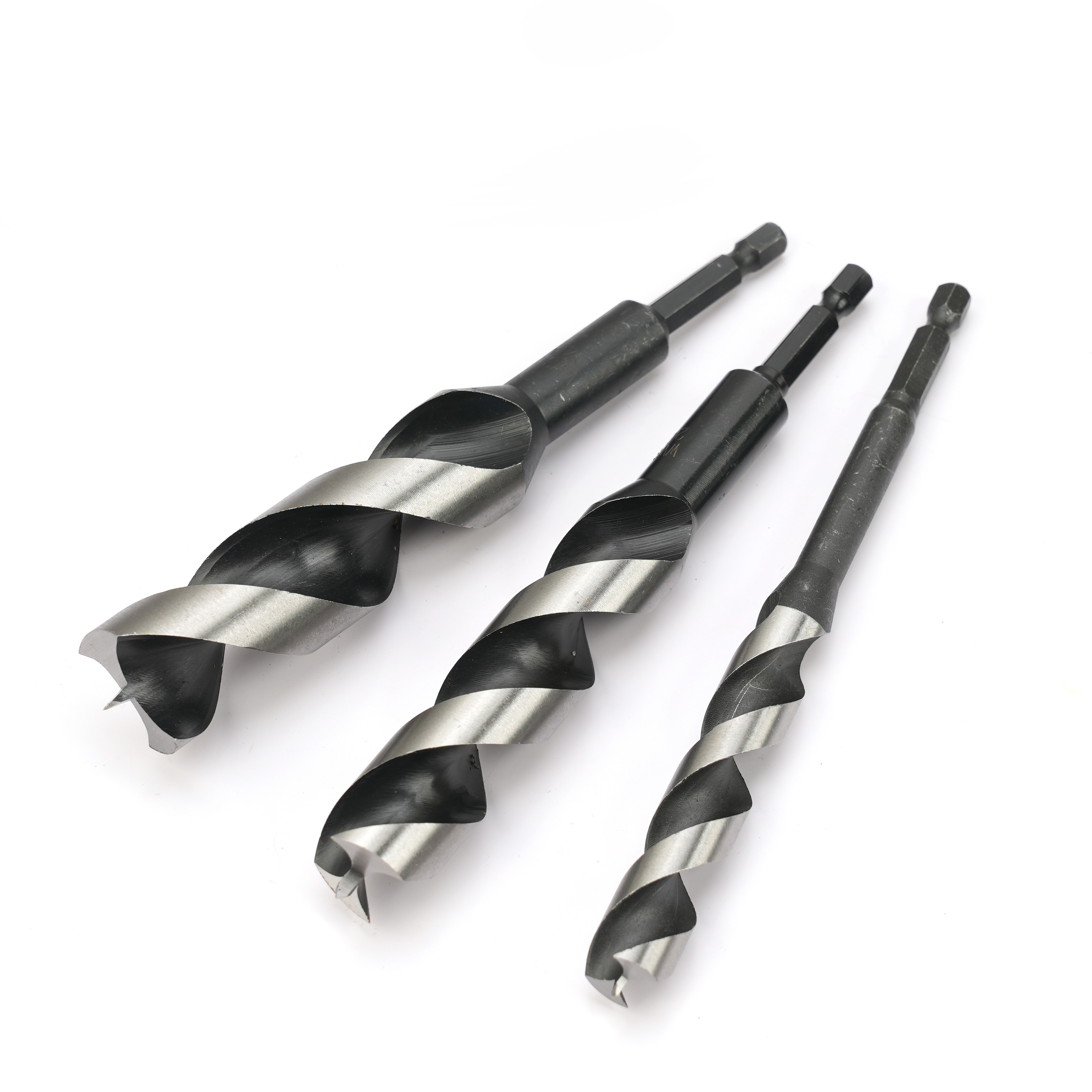 Anti-Stuck 40CR Steel Wood Drill Bit with Quick Change Hex Shank Black Oxide Finish 24mm Diameter for Cordless Hand Drills