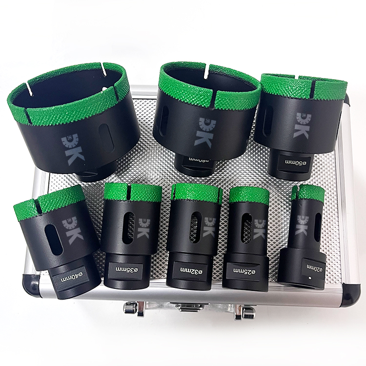 Stone Ceramic Porcelain Tile Aluminum Box 10pc Brazed Diamond Hole Saw Set Diamond Core Drill Bit Set