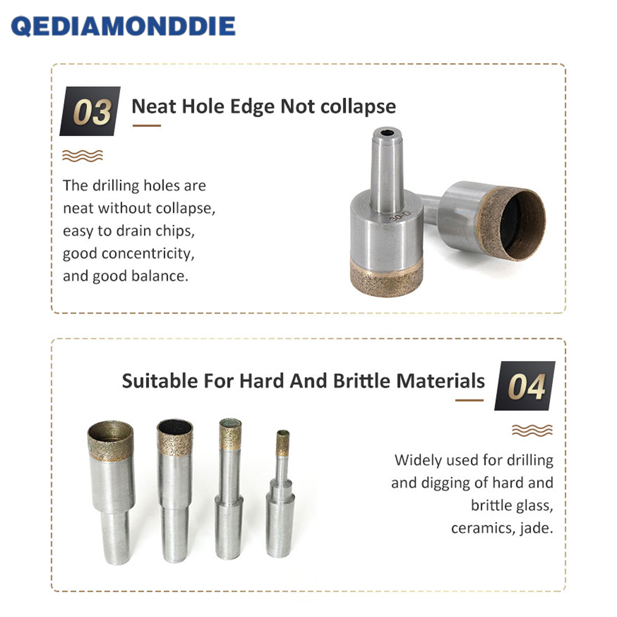 Straight Shank Diamond Drill Bit Glass Diamond Core Drill Bit for Marble Glass Tile Ceramic