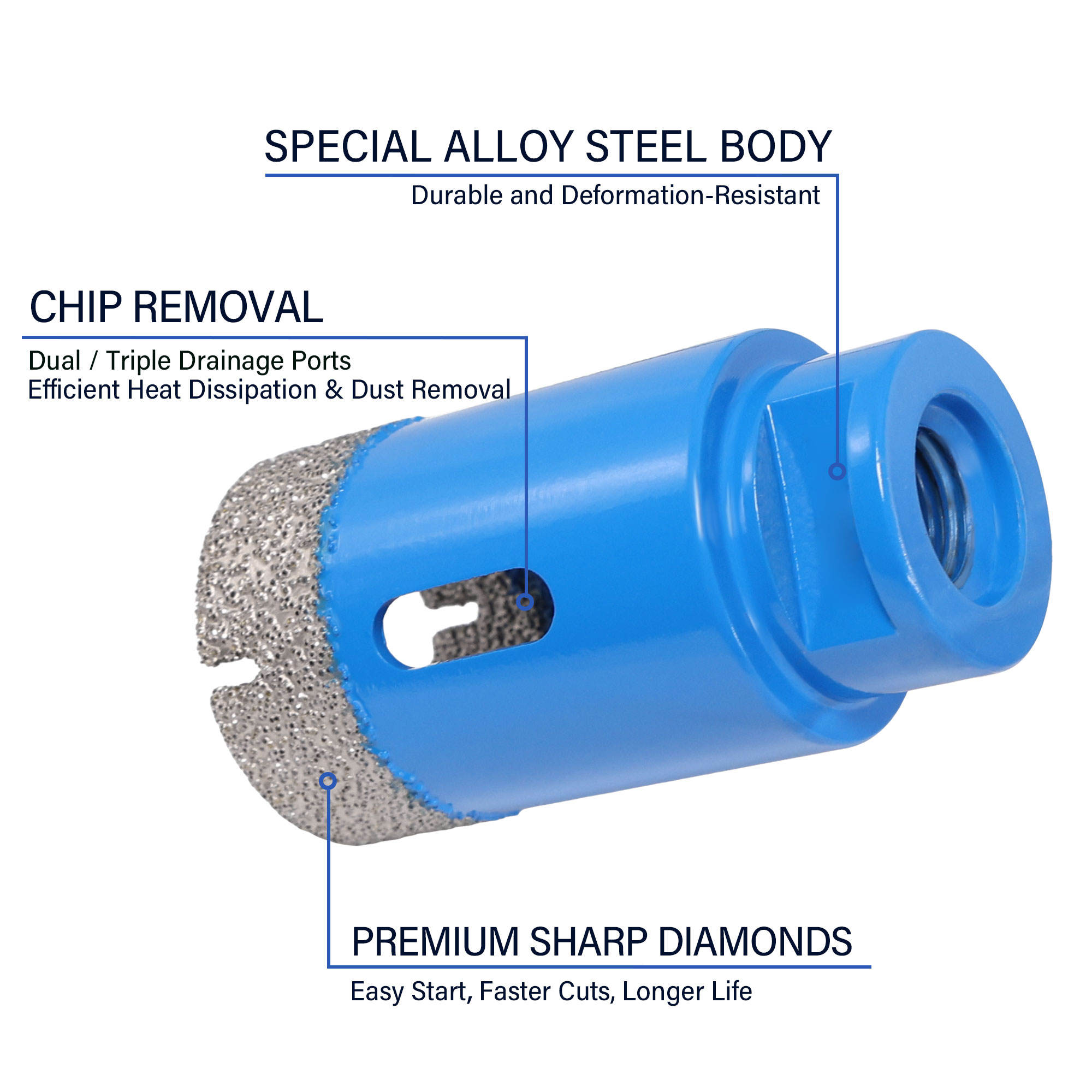 Diamond Drilling Tile Drill Bits Kit Alloy Steel Diamond Core Drill Bit For Marble