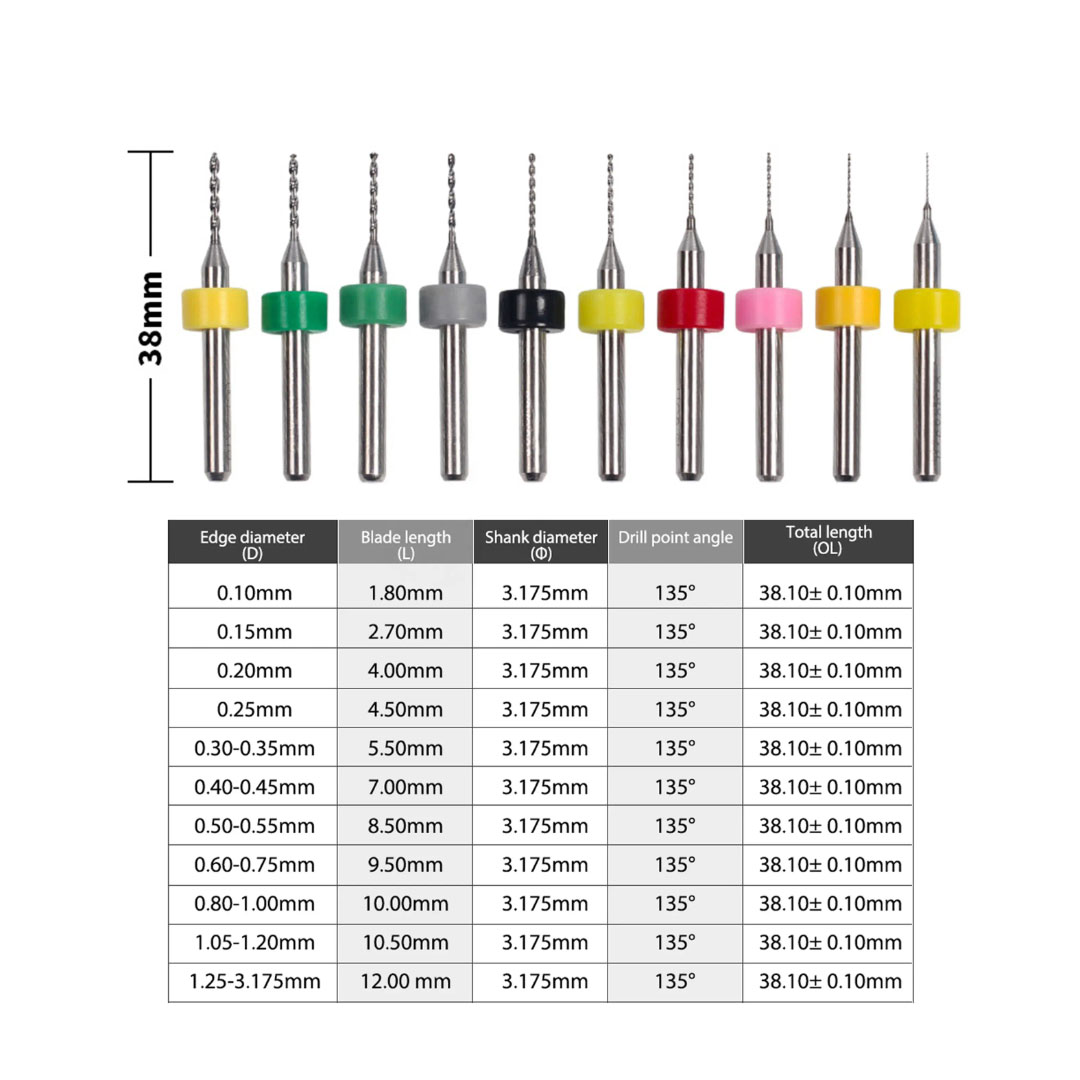 Solid Carbide Tungsten Micro Drill Bits 0.2mm-1.20mm Steel CNC Controlled Small Holes Plastic Mini Drill Metal Drilling 10mm