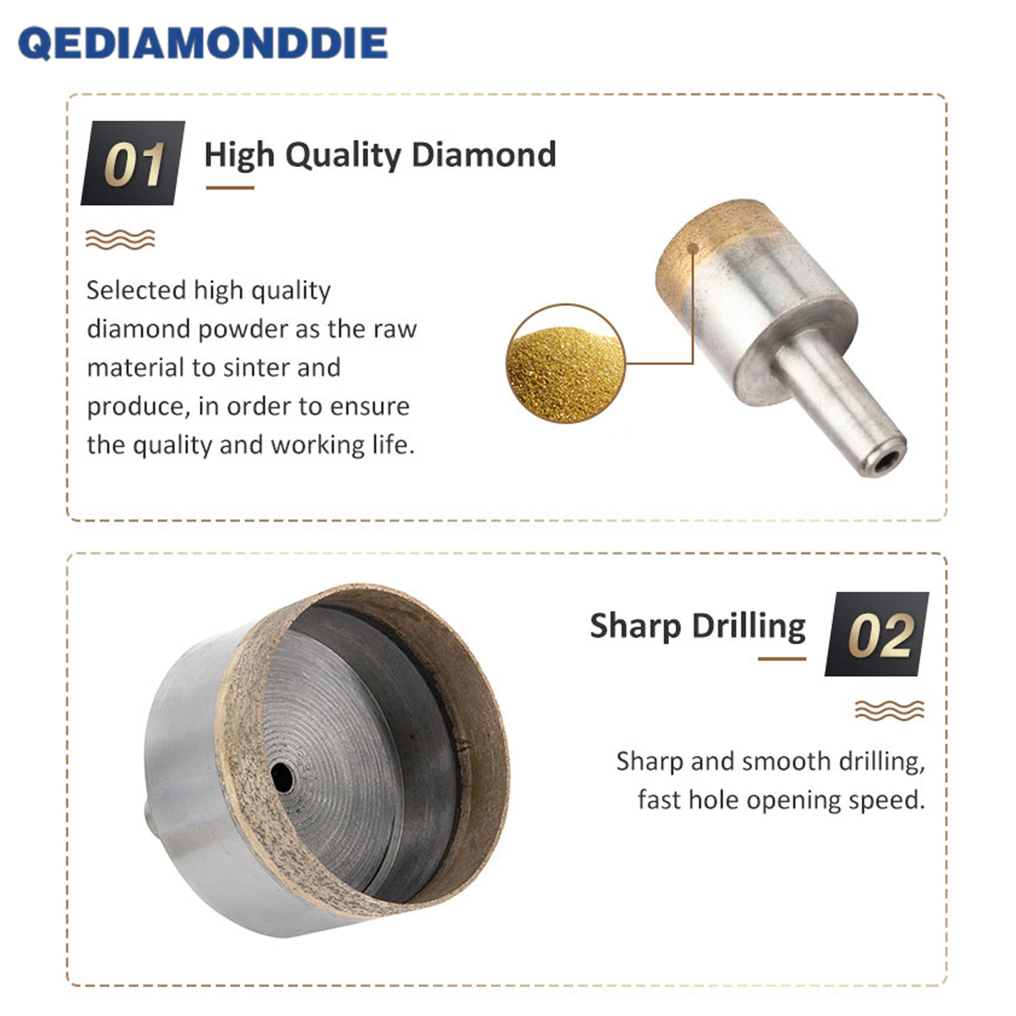 Straight Shank Diamond Drill Bit Glass Diamond Core Drill Bit for Marble Glass Tile Ceramic
