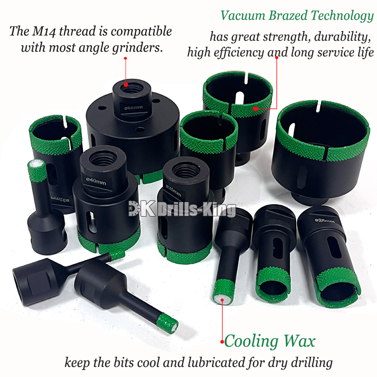 Stone Ceramic Porcelain Tile Aluminum Box 10pc Brazed Diamond Hole Saw Set Diamond Core Drill Bit Set