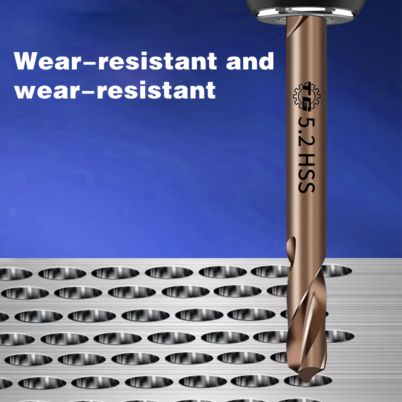 TG High Hardness HSS Cobalt Double Head Taper Shank Twist Drill Bit Set 60-62mm Length Gold/Silver Finish Milling Drilling