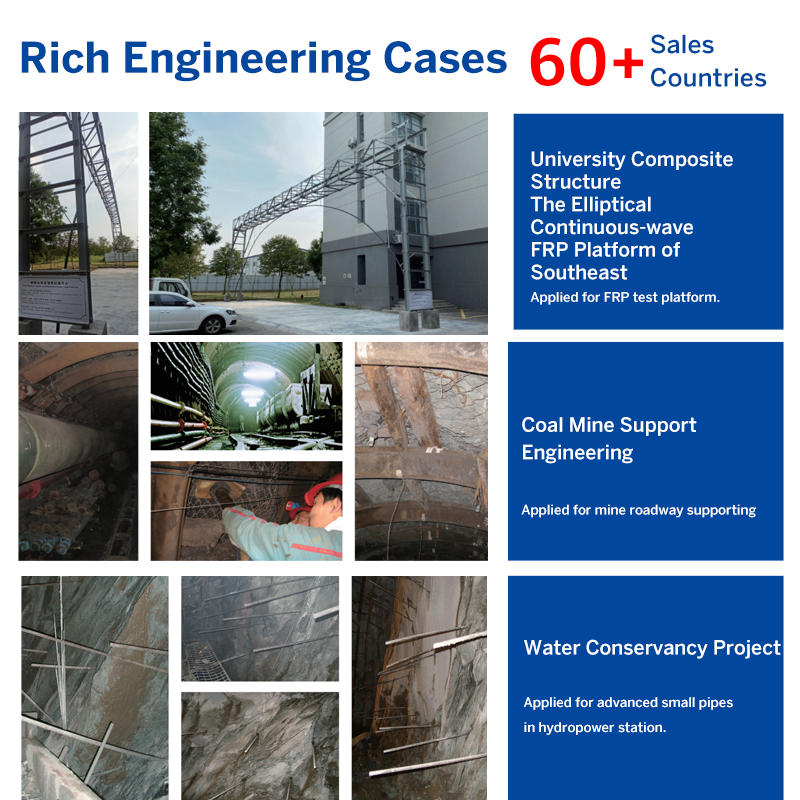High Corrosion Resistance Fiberglass Self Drilling Hollow Grouting Anchor Bolt FRP Chemical Rock Bolt