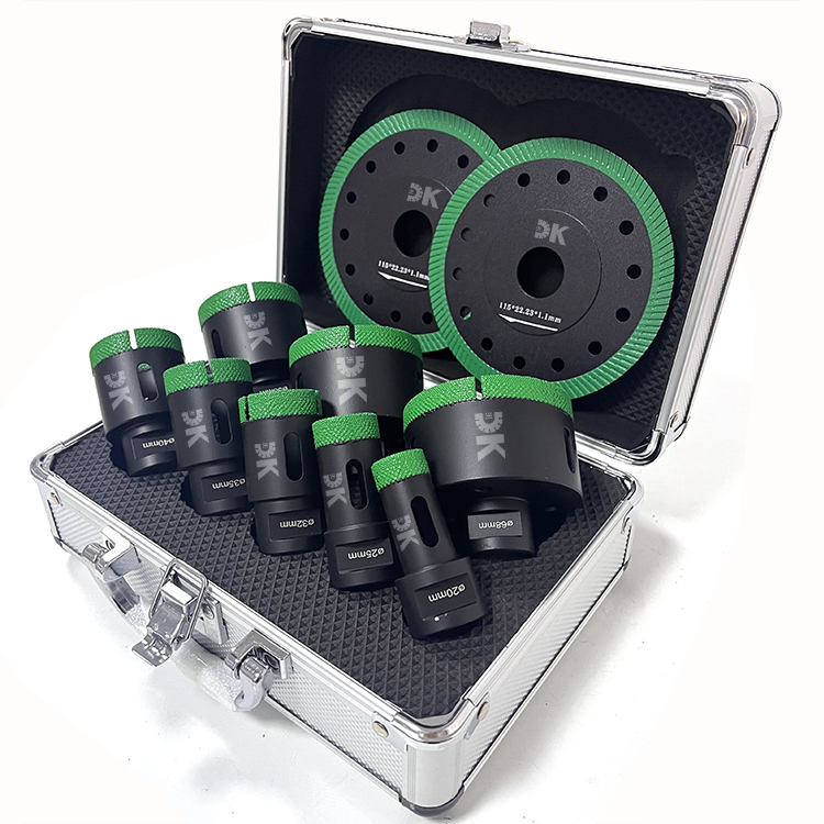 Stone Ceramic Porcelain Tile Aluminum Box 10pc Brazed Diamond Hole Saw Set Diamond Core Drill Bit Set