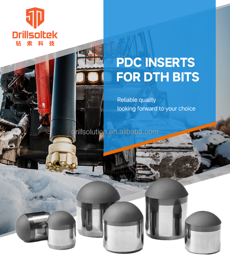 Drillsoltek Diamond DTH Hammer Bit PDC Inserts Drilling Tool for Mining &amp; Water Well Drilling High Impact High ROP