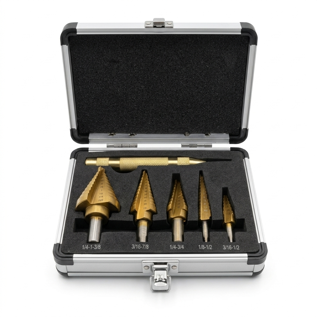6pcs Step Drill Bits Set Titanium Coated Straight Groove For Metal Working