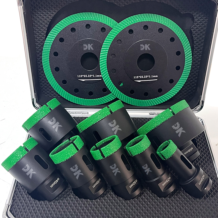 Stone Ceramic Porcelain Tile Aluminum Box 10pc Brazed Diamond Hole Saw Set Diamond Core Drill Bit Set